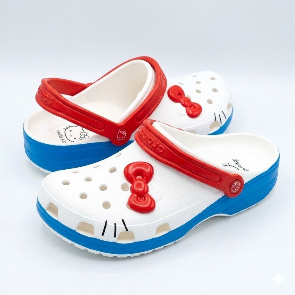 Crocs Hello Kitty Classic Clog Shoes Limited Edition Women's 11 Mens 10 New Rare